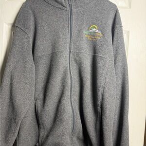 Gray Full-Zip Fleece Jacket with Embroidered Logo